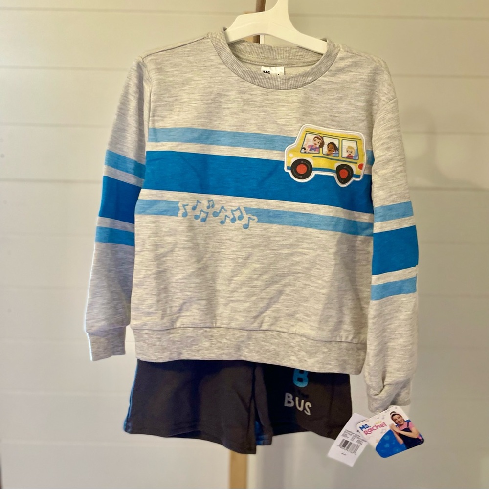 Toddler Boys' 2pk Ms. Rachel Bus Pullover‎ Sweatshirt and Shorts Set - 5T